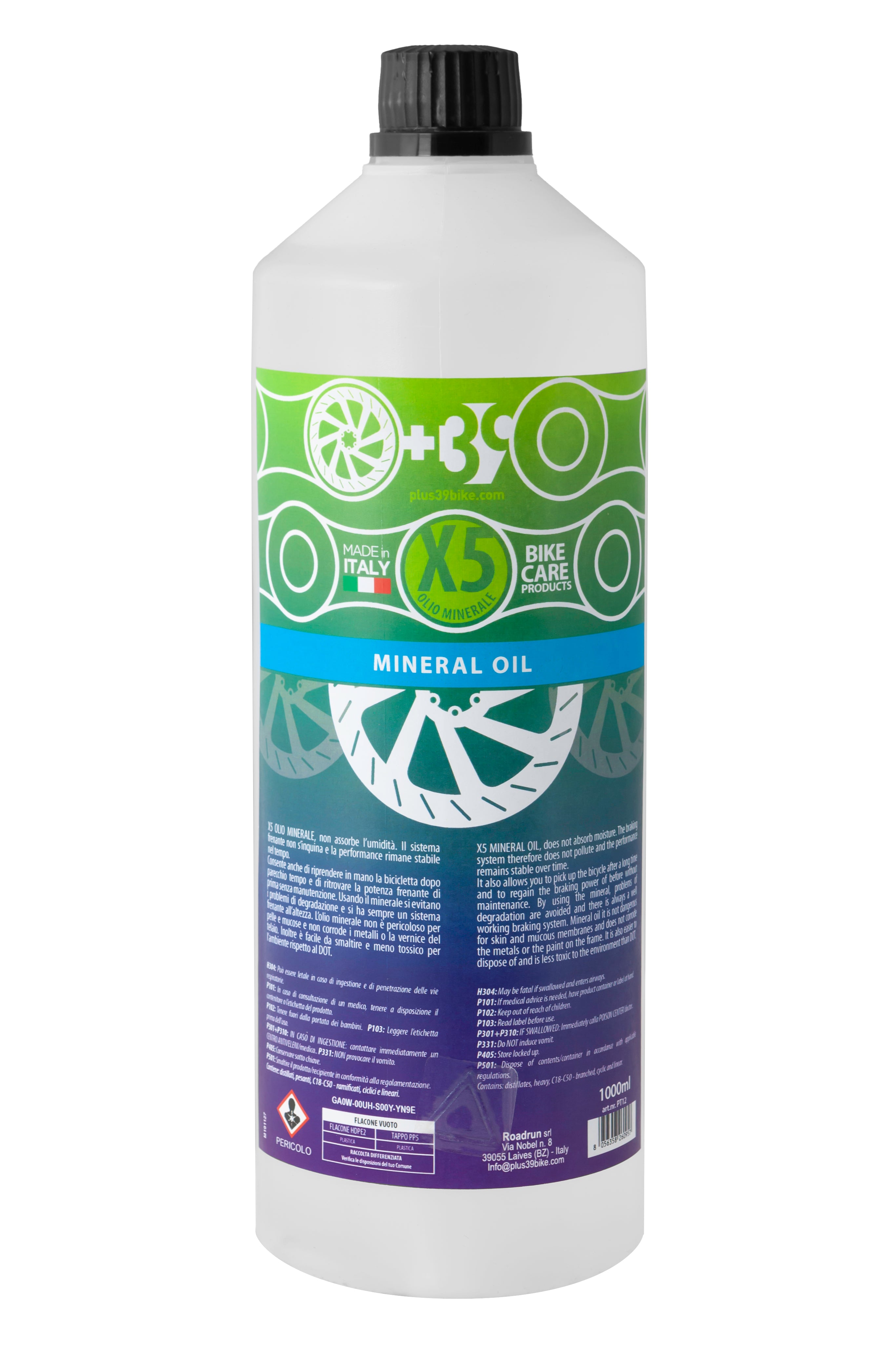 X5 Olio minerale per freni idraulici - 1000 ml - PLUS39BIKE